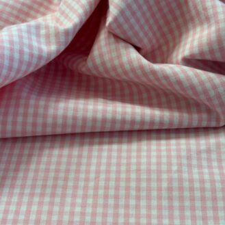 Tecido Tricoline 100% Algodão Vichy Rosa Bebê