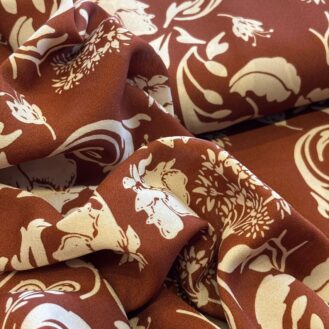 Tecido Crepe GGT Estampa Floral Marrom