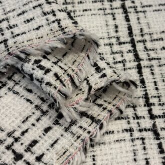 Tecido Tweed Elegance Branco com Fios De Lurex