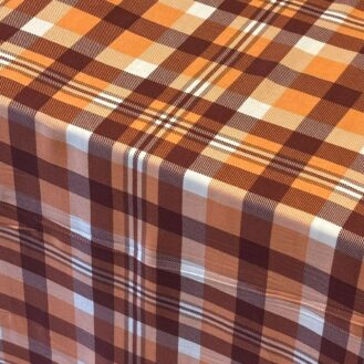 Tecido Viscose Estampa Xadrez Laranja