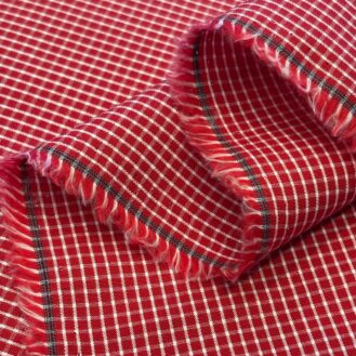 Tecido Tricoline Xadrez Mini Vermelho e Branco