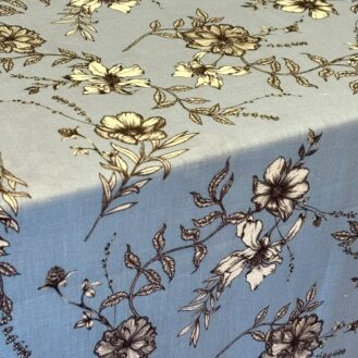 Tecido Crepe de Linho Estampa Floral Azul
