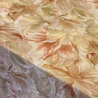Tecido Chiffon Estampada Amêndoa