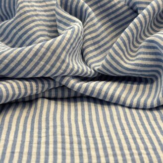 Tecido Crepe Listra Fina Azul