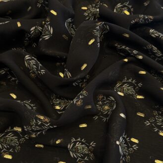 Tecido Chiffon com Foil Estampa Ornamental