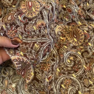 Tecido Chiffon com Foil Estampa Cashmere